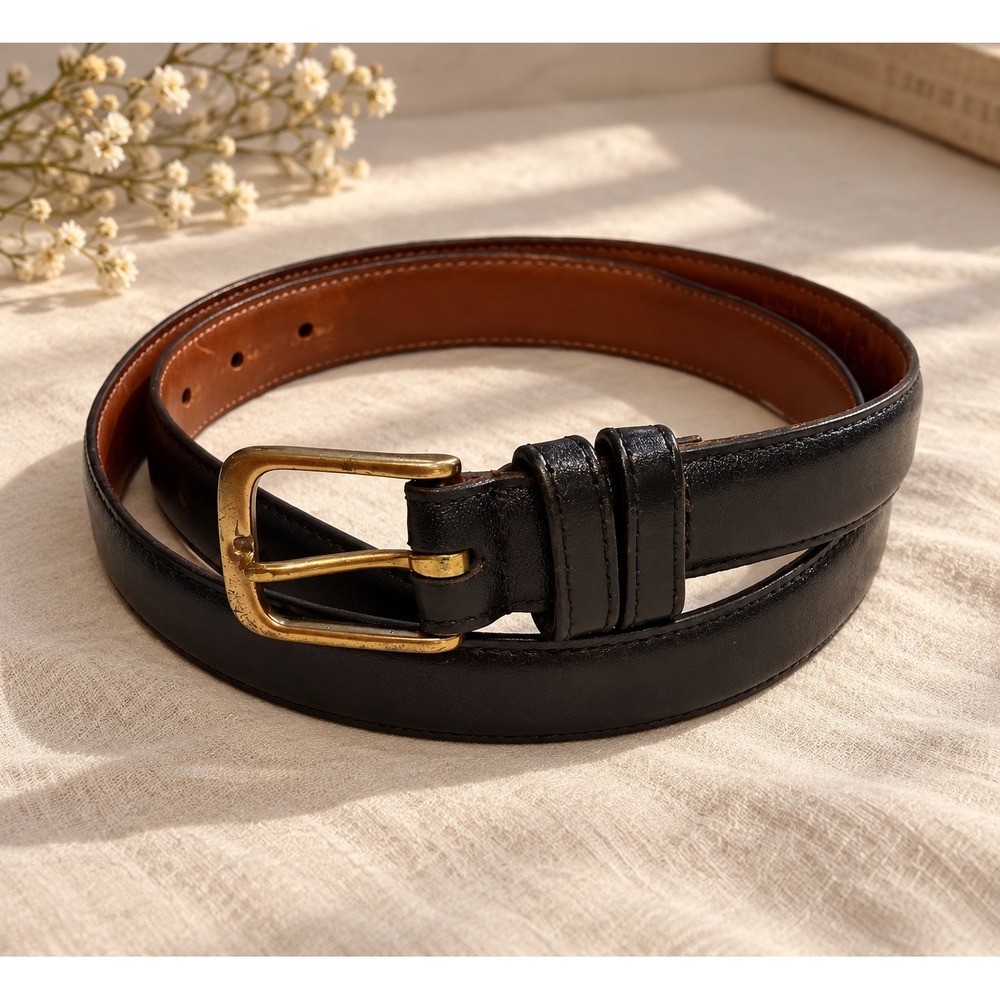 Vintage Coach Black Leather Belt Solid Brass Buckle Made in USA 36 90cm 5700